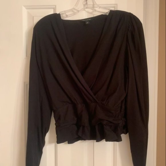 Long sleeve faux wrap peplum top - Picture 1 of 2